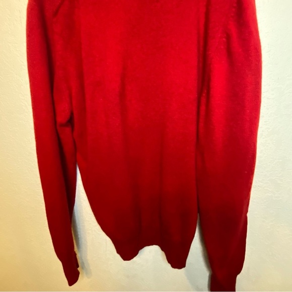 Nordstrom 100% Lambs Wool Vintage Y2K Cherry Red Holiday V Neck Sweater Large - Picture 13 of 13